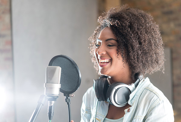 Voice artist recording a foreign accent voice-over
