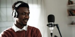 Man recording in his home studio