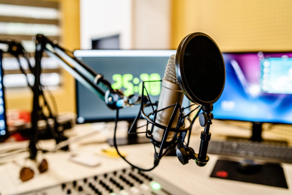 recording studio with microphone