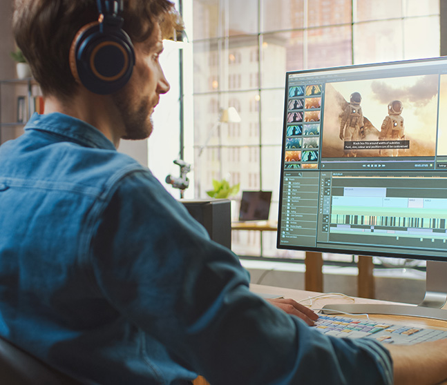 Man editing on his computer