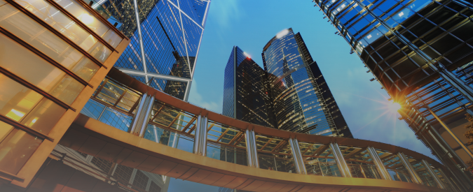 image shows several corporate buildings