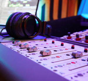 mixing desk with headphones