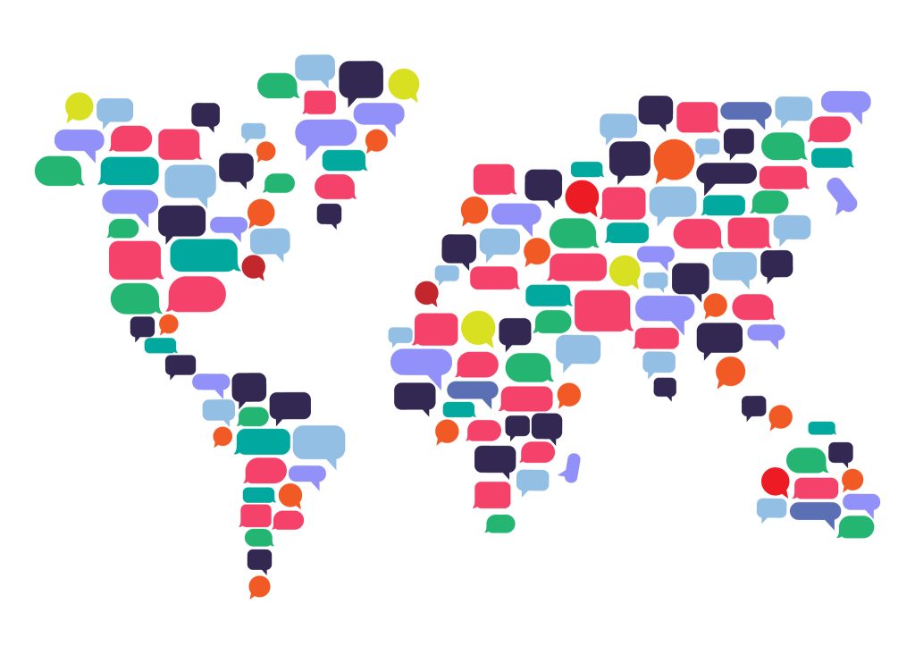World map made of speech bubbles